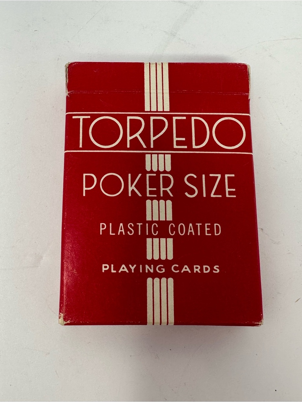 Vintage Torpedo Poker Size Plastic Coated Playing Cards #327 Red Made in USA A1